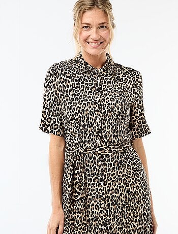 Abito lungo a camicia con cintura da annodare