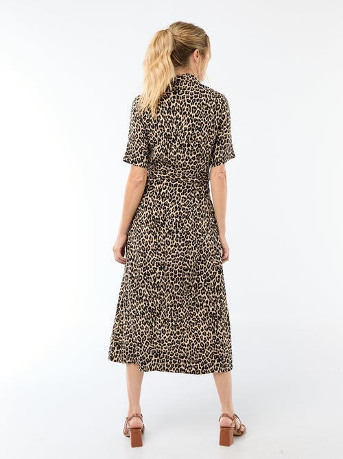 Abito lungo a camicia con cintura da annodare - Kiabi