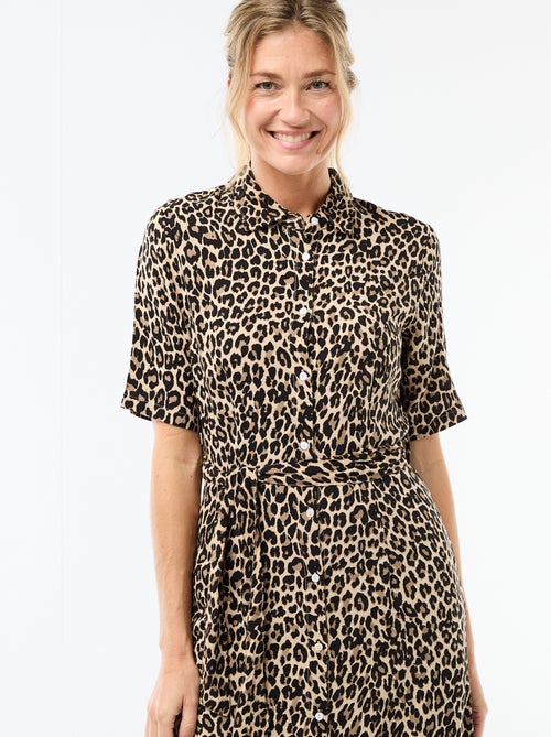 Abito lungo a camicia con cintura da annodare - Kiabi