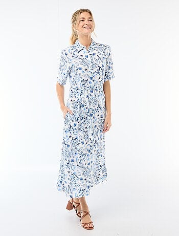 Abito lungo a camicia con cintura da annodare