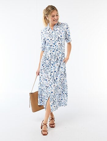 Abito lungo a camicia con cintura da annodare