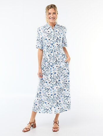 Abito lungo a camicia con cintura da annodare