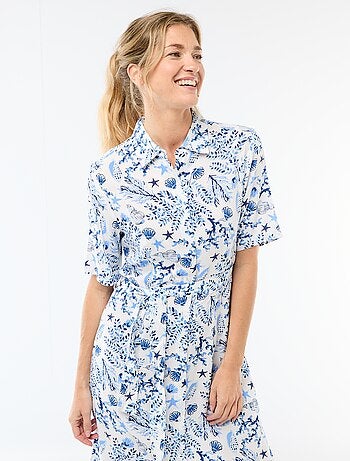 Abito lungo a camicia con cintura da annodare