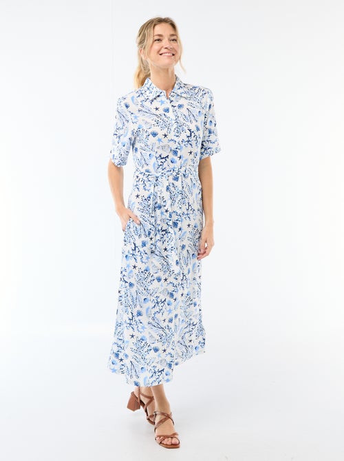 Abito lungo a camicia con cintura da annodare - Kiabi