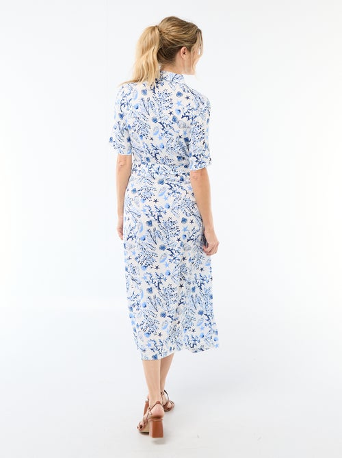 Abito lungo a camicia con cintura da annodare - Kiabi