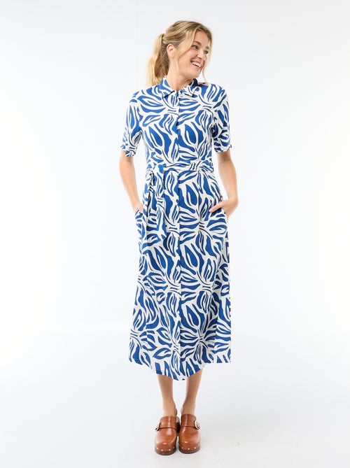 Abito lungo a camicia con cintura da annodare - Kiabi