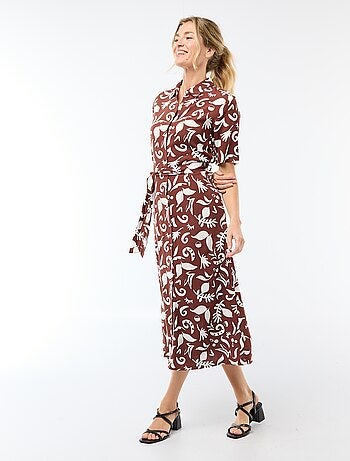 Abito lungo a camicia con cintura da annodare