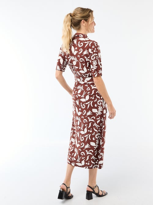 Abito lungo a camicia con cintura da annodare - Kiabi