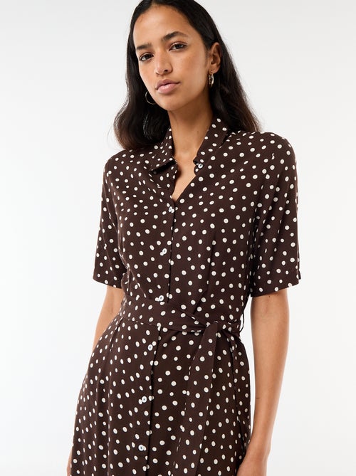 Abito lungo a camicia con cintura da annodare - Kiabi