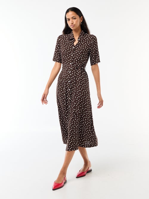Abito lungo a camicia con cintura da annodare - Kiabi