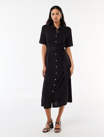 Abito lungo a camicia con cintura da annodare