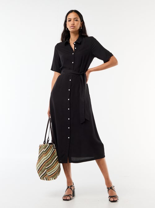 Abito lungo a camicia con cintura da annodare - Kiabi