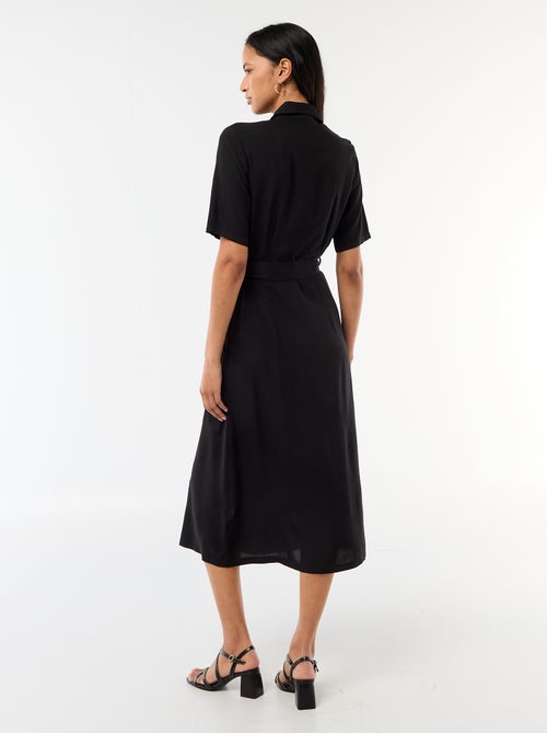 Abito lungo a camicia con cintura da annodare - Kiabi