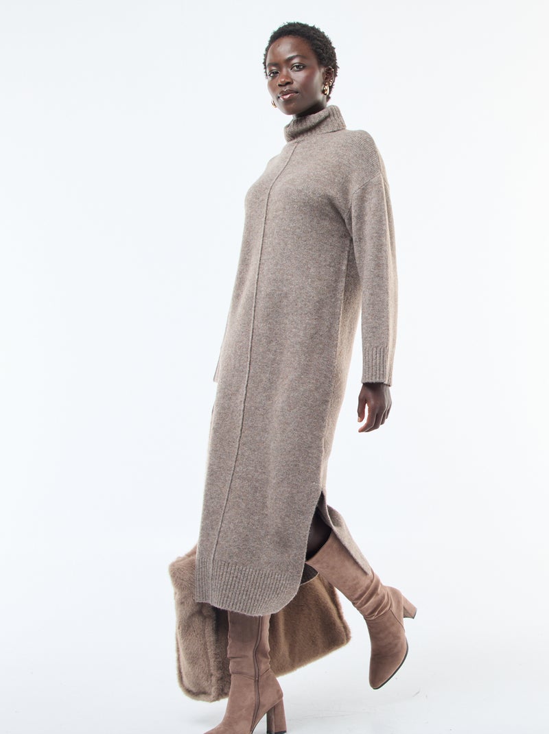 Collo Alto Magliette Lunghe A Vestito Vestito Corto Abiti In