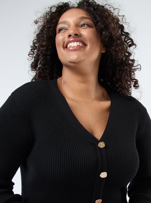 Abito lungo a coste con bottoni dorati - Kiabi