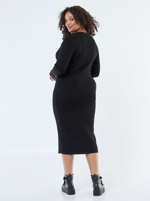 Abito lungo a coste con bottoni dorati - Kiabi