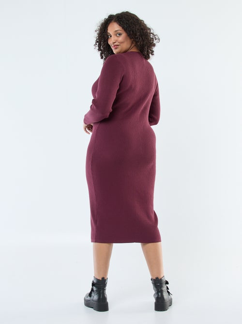 Abito lungo a coste con bottoni dorati - Kiabi