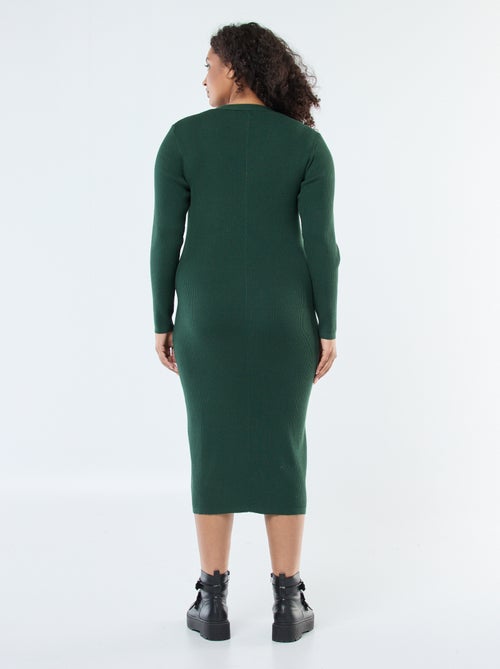 Abito lungo a coste con bottoni dorati - Kiabi