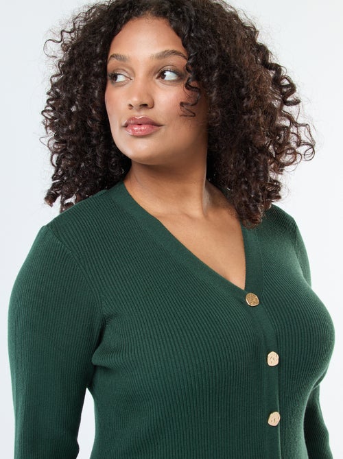 Abito lungo a coste con bottoni dorati - Kiabi