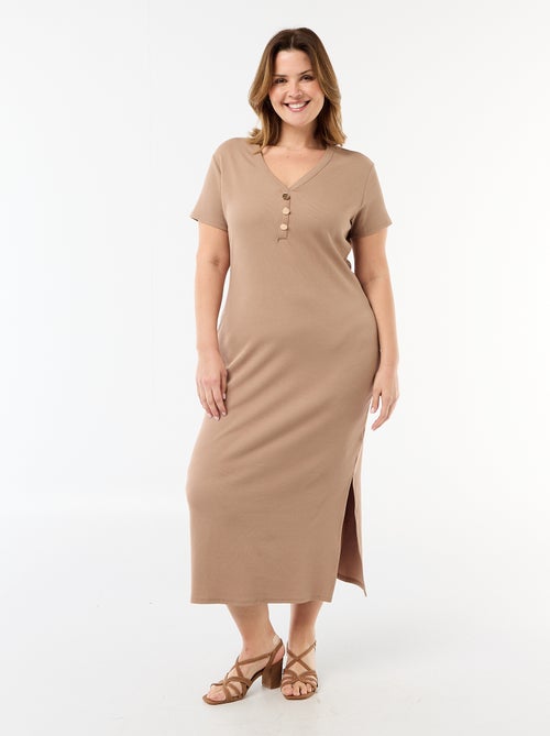 Abito lungo a costine a maniche corte - Kiabi