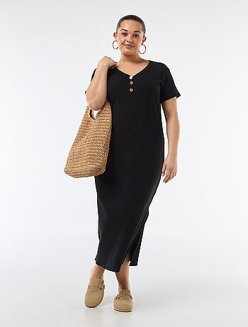 Abito lungo a costine a maniche corte