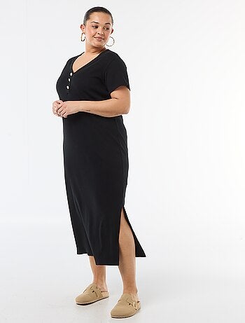 Abito lungo a costine a maniche corte