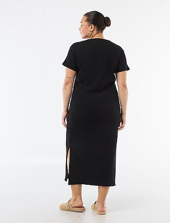 Abito lungo a costine a maniche corte