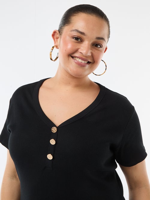 Abito lungo a costine a maniche corte - Kiabi