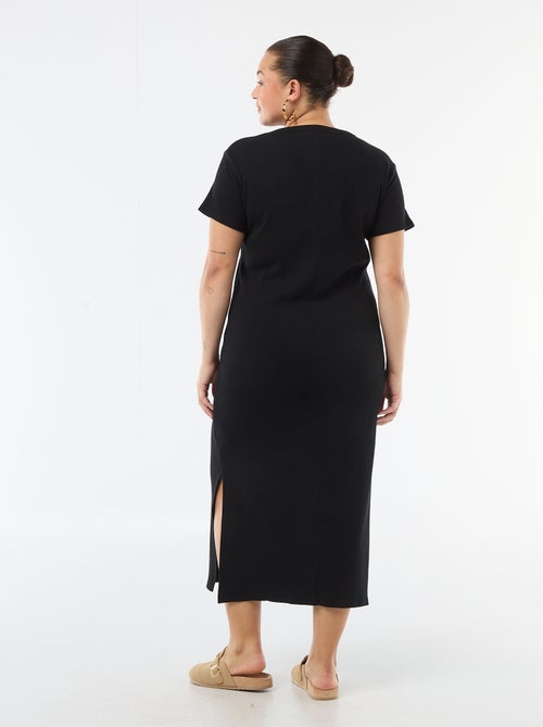 Abito lungo a costine a maniche corte - Kiabi