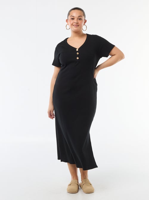 Abito lungo a costine a maniche corte - Kiabi