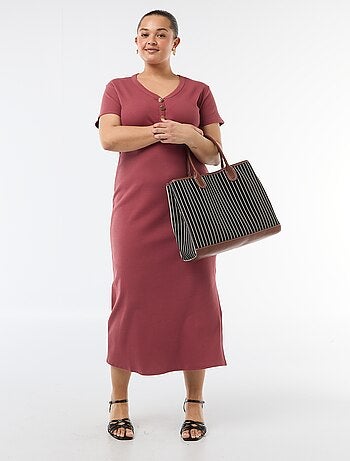 Abito lungo a costine a maniche corte