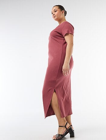 Abito lungo a costine a maniche corte