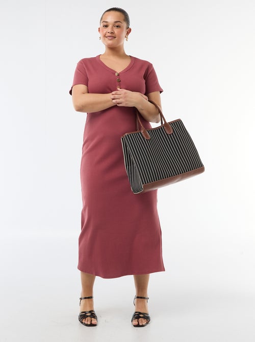 Abito lungo a costine a maniche corte - Kiabi