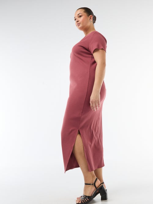 Abito lungo a costine a maniche corte - Kiabi