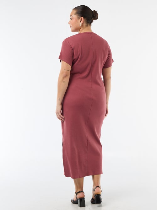 Abito lungo a costine a maniche corte - Kiabi