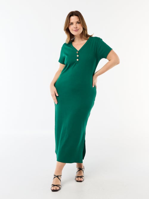 Abito lungo a costine a maniche corte - Kiabi