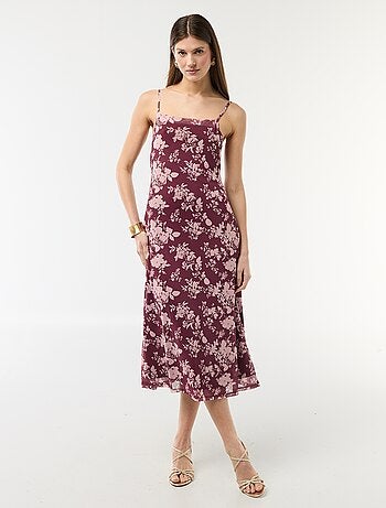 Abito lungo a fantasia con spalline sottili