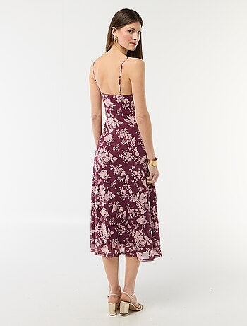 Abito lungo a fantasia con spalline sottili