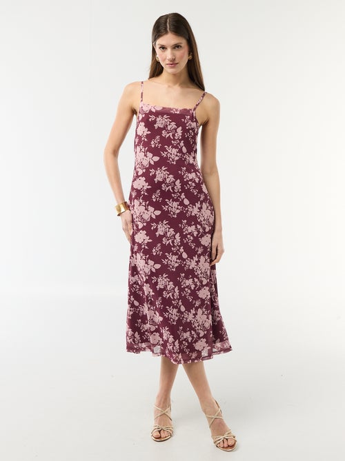 Abito lungo a fantasia con spalline sottili - Kiabi