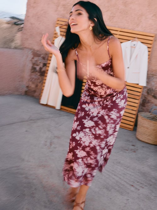 Abito lungo a fantasia con spalline sottili - Kiabi