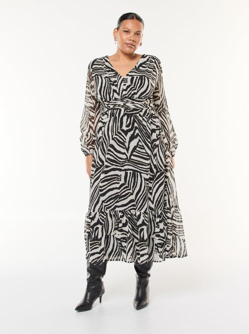 Abito lungo a fantasia e a maniche lunghe - Kiabi