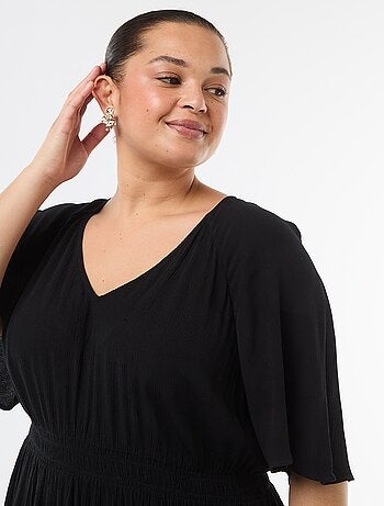 Abito lungo a maniche corte in tessuto crêpe