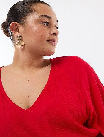 Abito lungo a maniche corte in tessuto crêpe