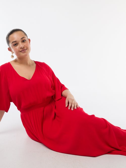 Abito lungo a maniche corte in tessuto crêpe - Kiabi