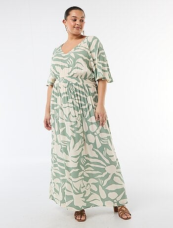 Abito lungo a maniche corte in tessuto crêpe