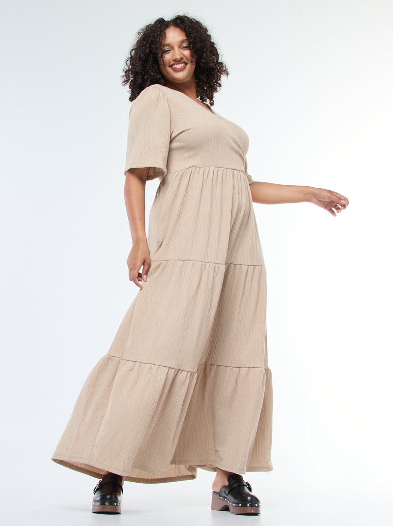 Abito lungo a portafoglio Beige - Kiabi