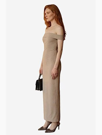 Abito lungo bodycon off-shoulder con spacco my fashion