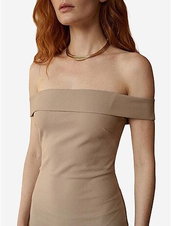 Abito lungo bodycon off-shoulder con spacco my fashion