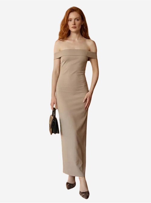 Abito lungo bodycon off-shoulder con spacco my fashion - Kiabi Abito lungo bodycon off-shoulder con spacco my fashion - Kiabi