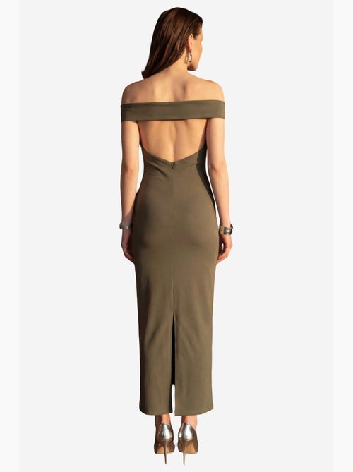 Abito lungo bodycon off-shoulder con spacco my fashion - Kiabi Abito lungo bodycon off-shoulder con spacco my fashion - Kiabi
